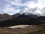 Array of 115 water tanks of the High-Altitude Water Cherenkov (HAWC) Observatory as it appeared on September 13, 2013.